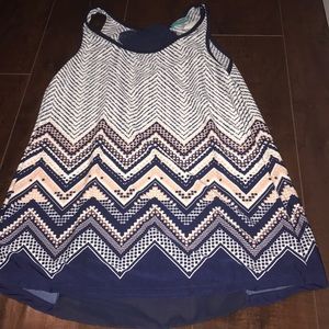 pink, blue, and white tank